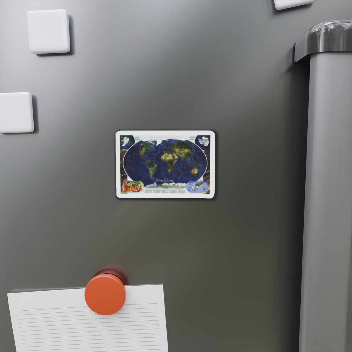 World Map - Physical Earth 1 (1998) (Map) Refrigerator Magnet-The Sticker Space