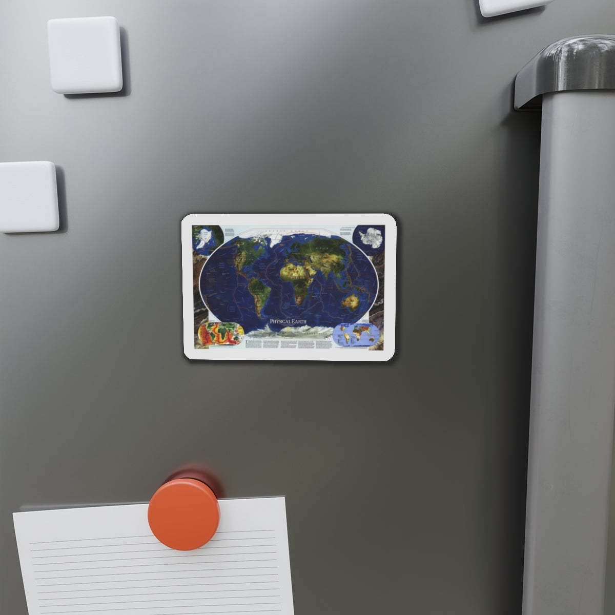 World Map - Physical Earth 1 (1998) (Map) Refrigerator Magnet-The Sticker Space