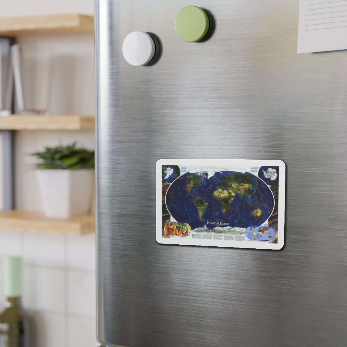 World Map - Physical Earth 1 (1998) (Map) Refrigerator Magnet-The Sticker Space