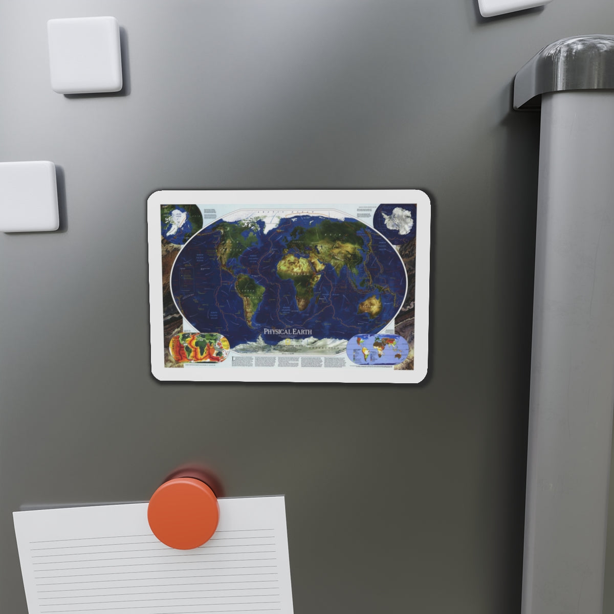 World Map - Physical Earth 1 (1998) (Map) Refrigerator Magnet-The Sticker Space