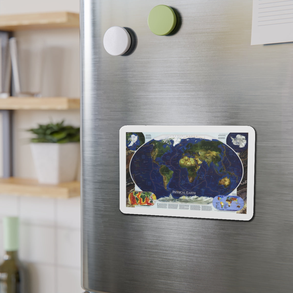 World Map - Physical Earth 1 (1998) (Map) Refrigerator Magnet-The Sticker Space