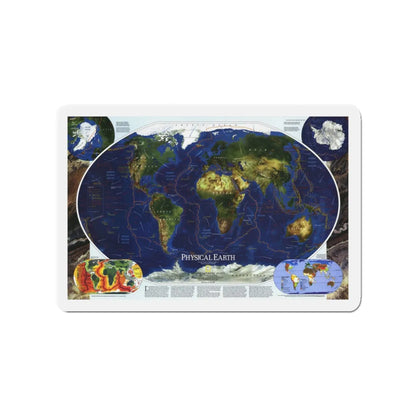 World Map - Physical Earth 1 (1998) (Map) Refrigerator Magnet 3 Inch - The Sticker Space