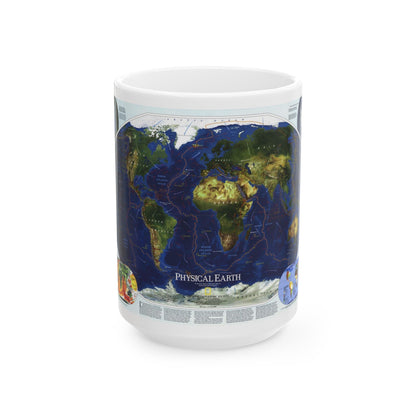 World Map - Physical Earth 1 (1998) (Map) White Coffee Mug-15oz-The Sticker Space