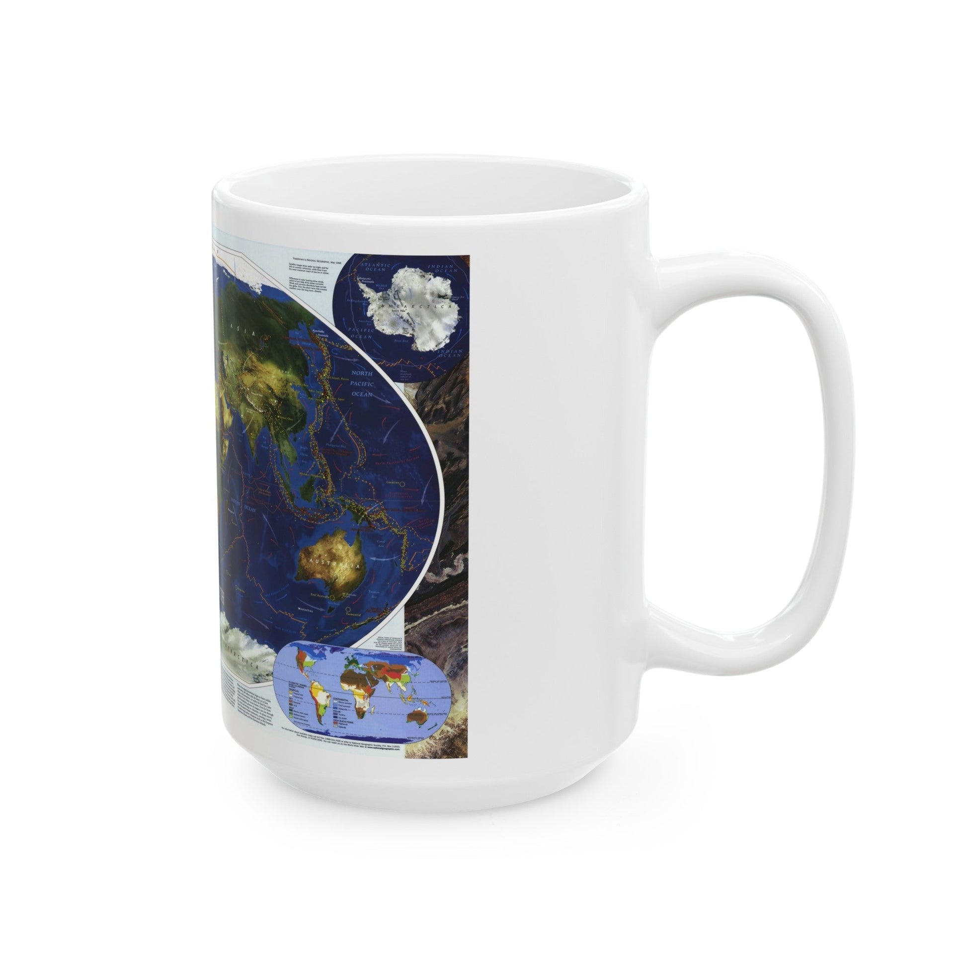 World Map - Physical Earth 1 (1998) (Map) White Coffee Mug-The Sticker Space