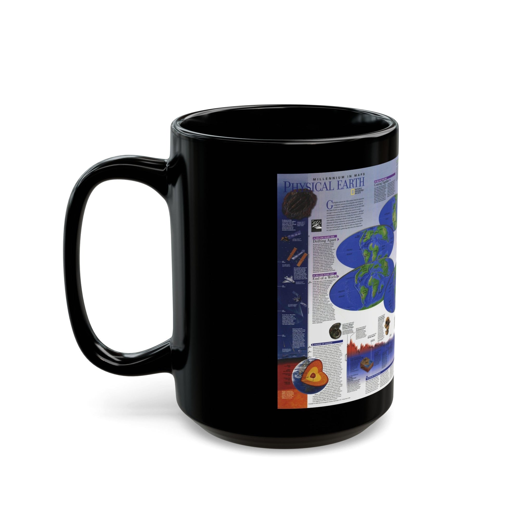 World Map - Physical Earth 2 (1998) (Map) Black Coffee Mug-The Sticker Space