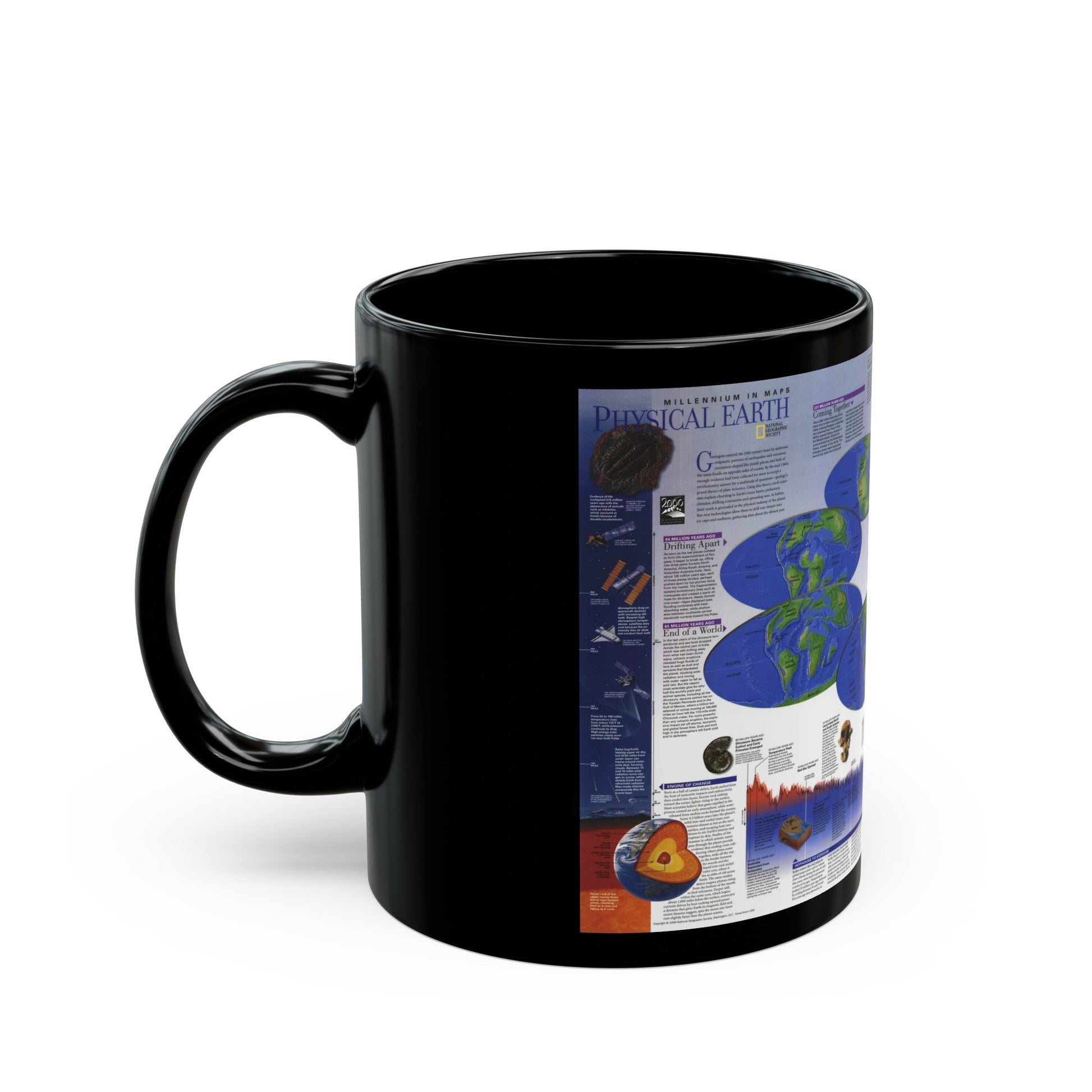 World Map - Physical Earth 2 (1998) (Map) Black Coffee Mug-The Sticker Space