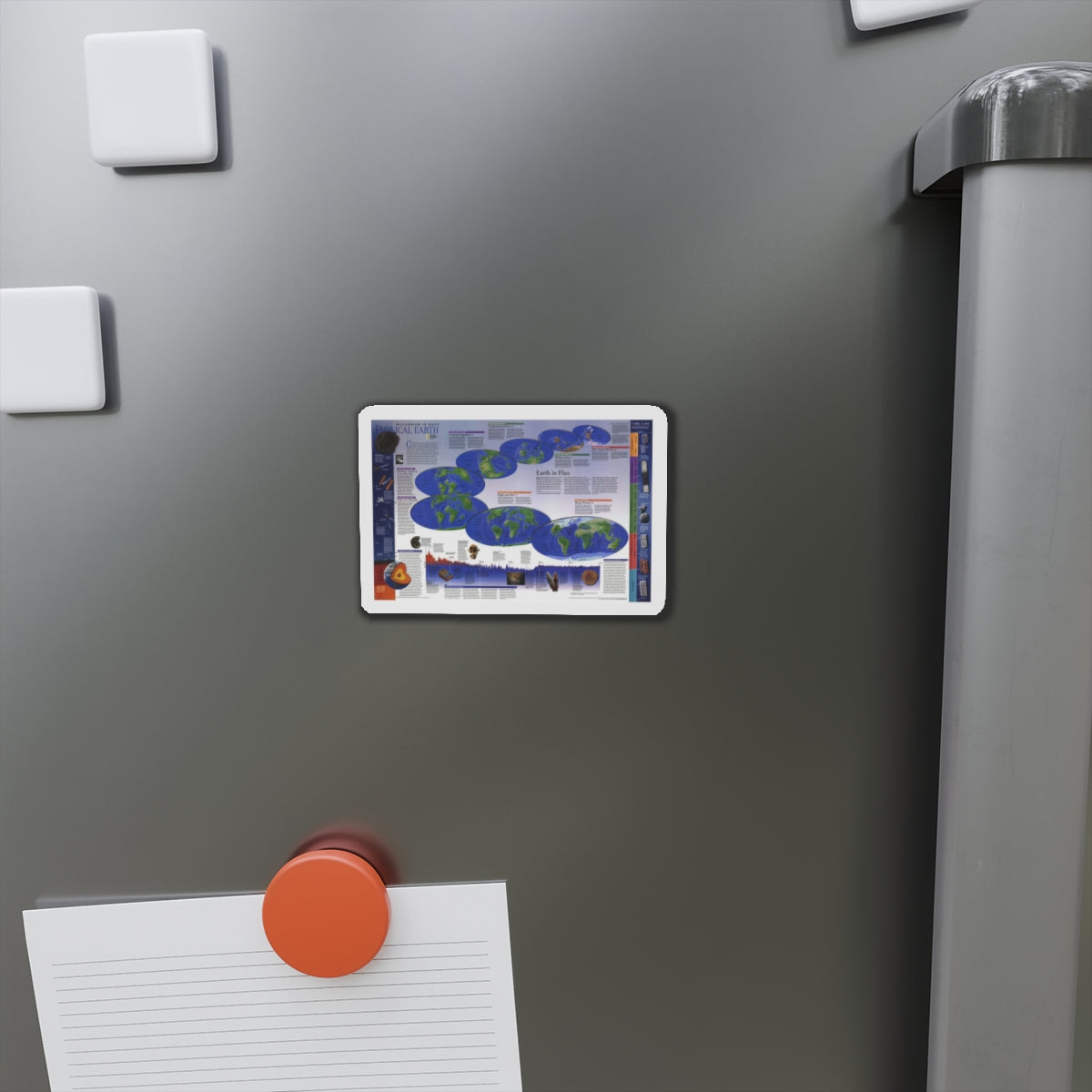 World Map - Physical Earth 2 (1998) (Map) Refrigerator Magnet-The Sticker Space