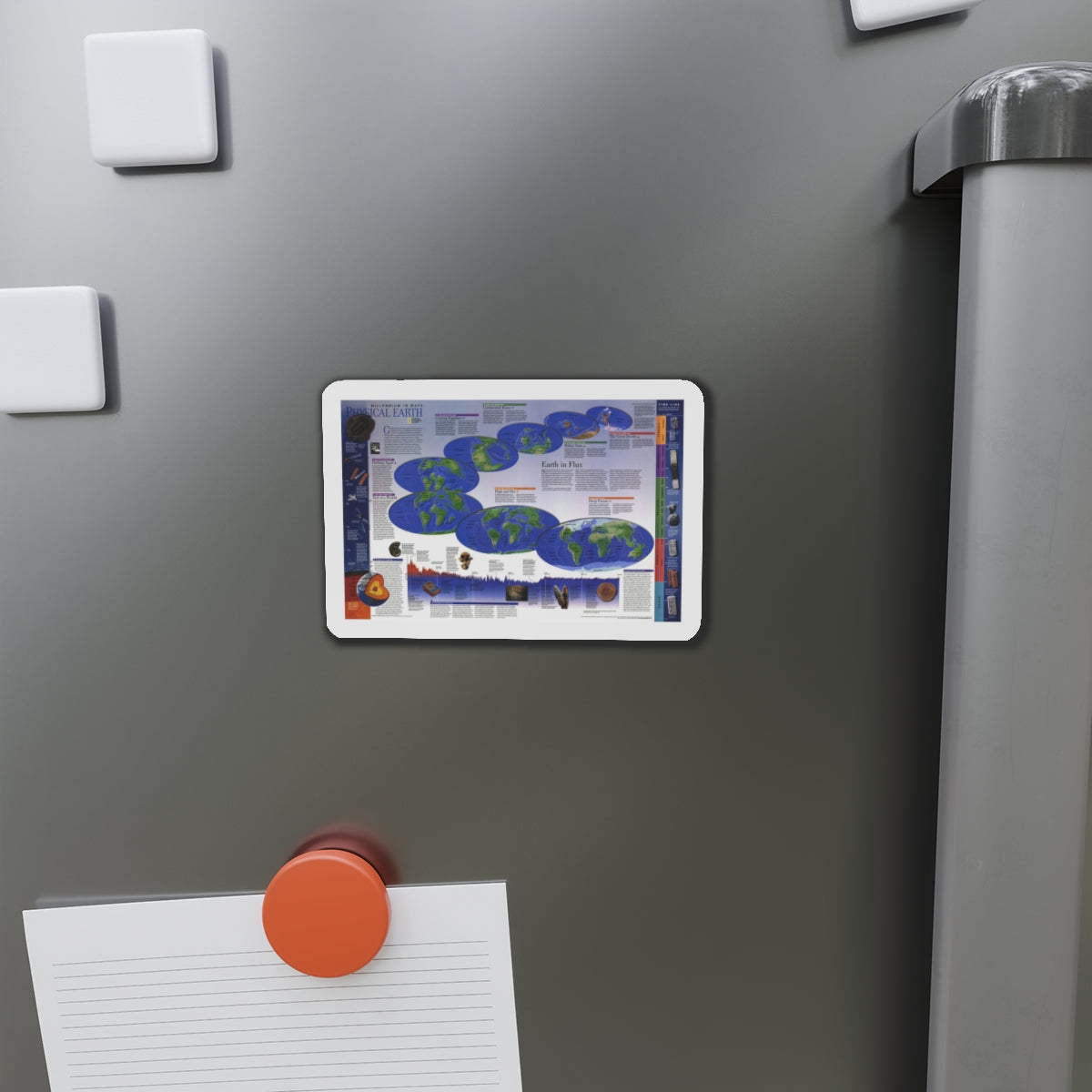 World Map - Physical Earth 2 (1998) (Map) Refrigerator Magnet-The Sticker Space