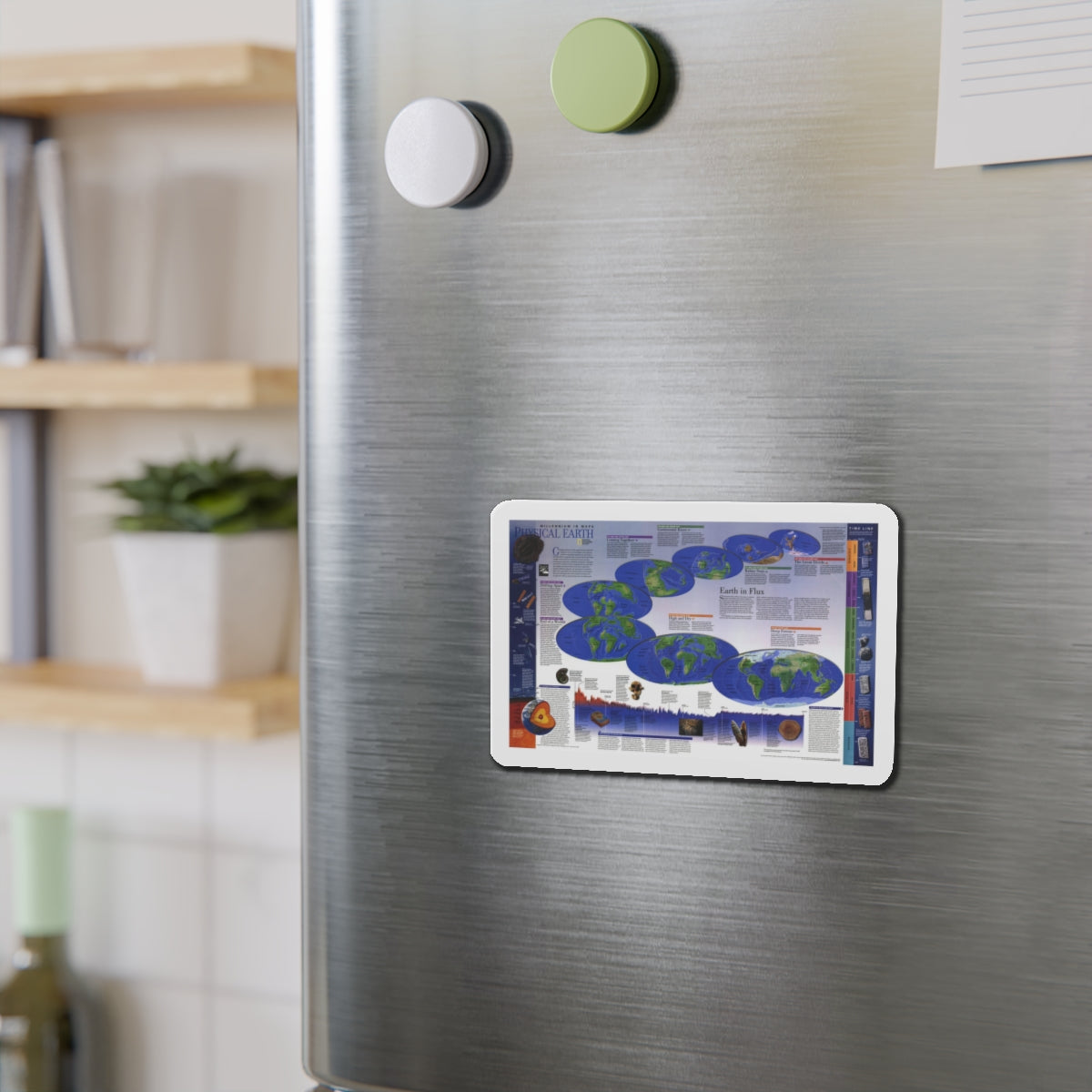 World Map - Physical Earth 2 (1998) (Map) Refrigerator Magnet-The Sticker Space