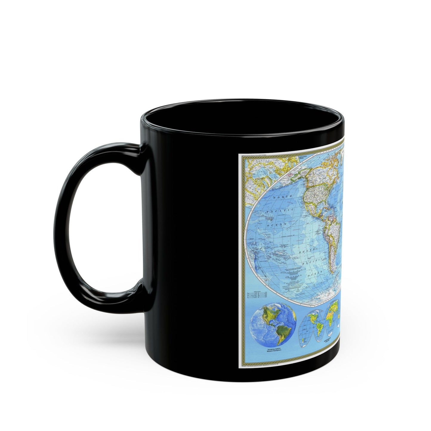 World Map - Political (1994) (Map) Black Coffee Mug-The Sticker Space