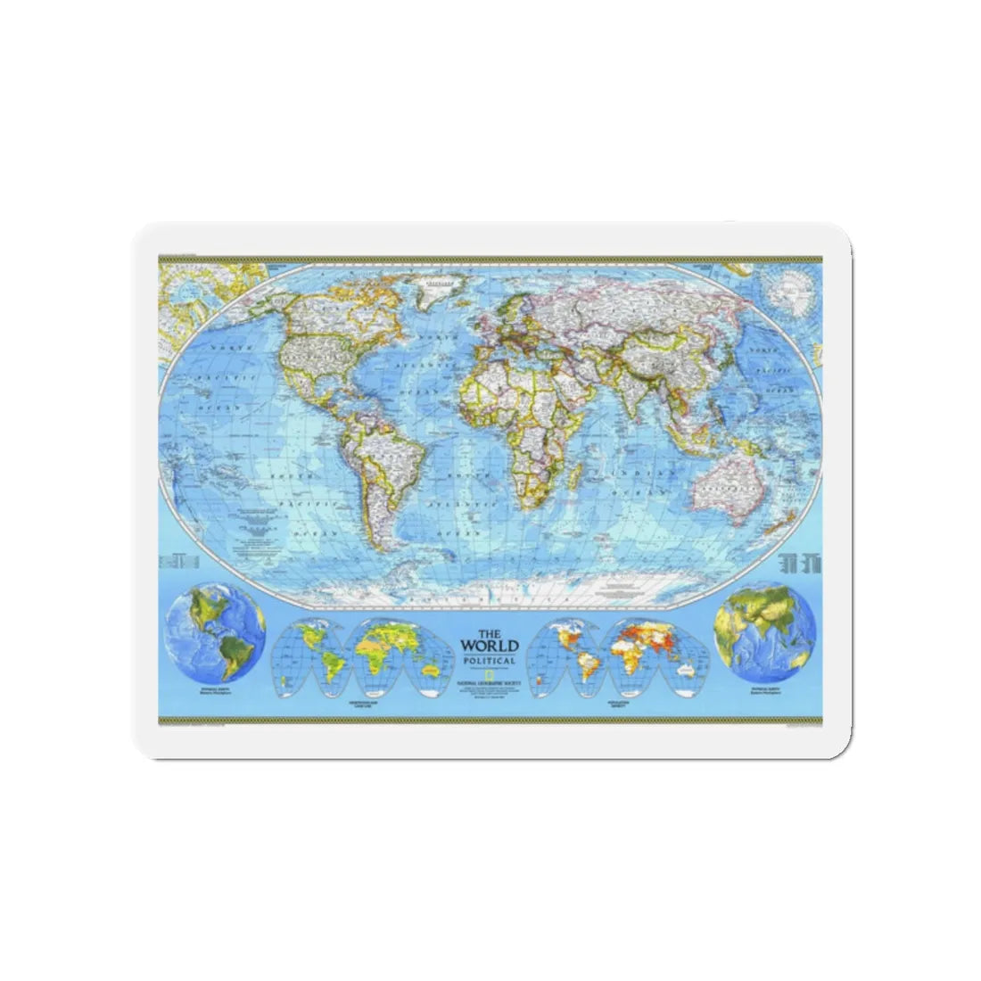 World Map - Political (1994) (Map) Refrigerator Magnet 2 Inch - The Sticker Space