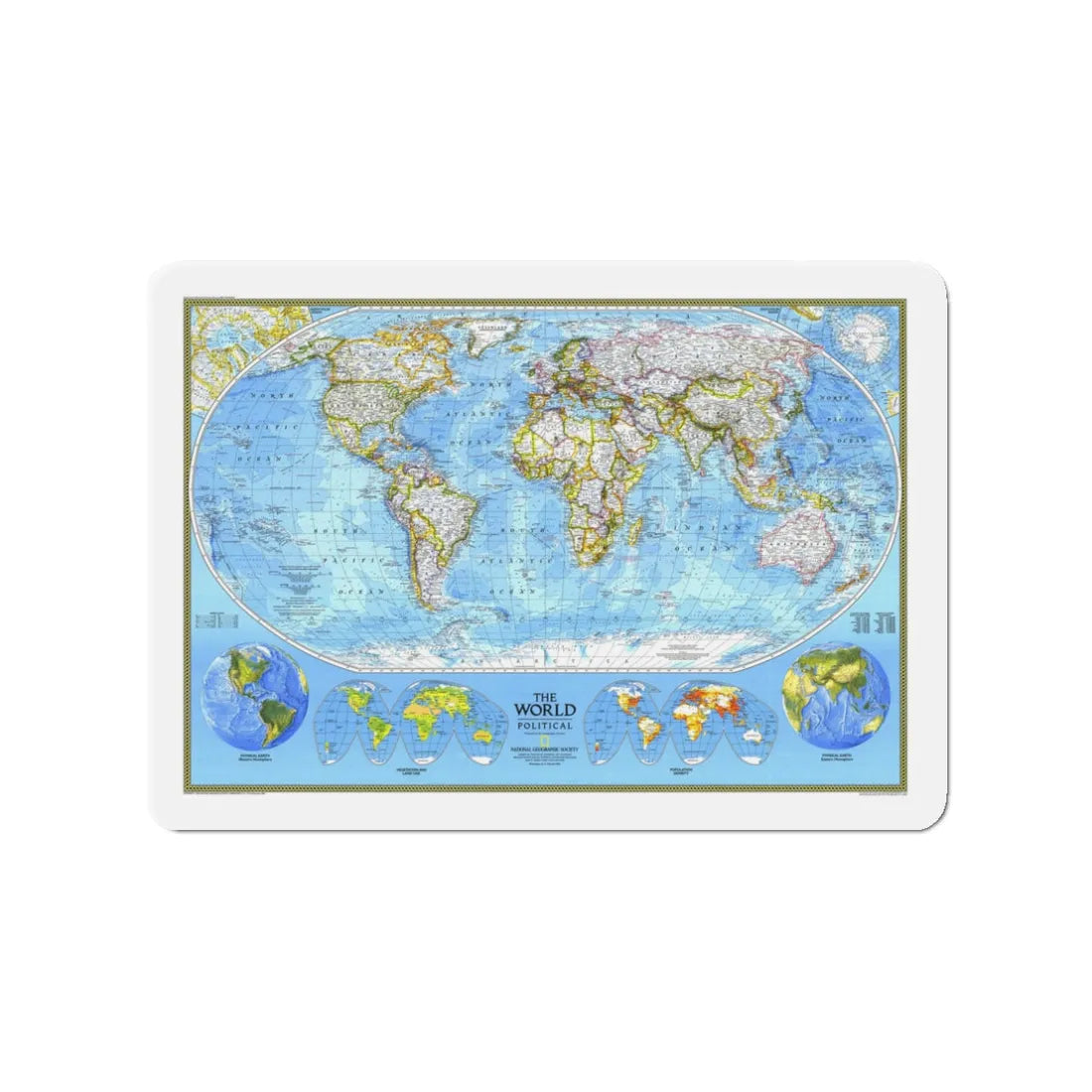 World Map - Political (1994) (Map) Refrigerator Magnet 3 Inch - The Sticker Space