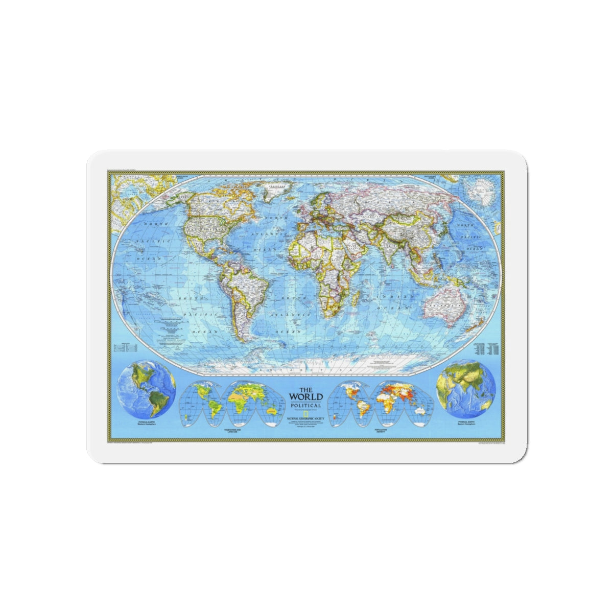 World Map - Political (1994) (Map) Refrigerator Magnet-4" x 4"-The Sticker Space