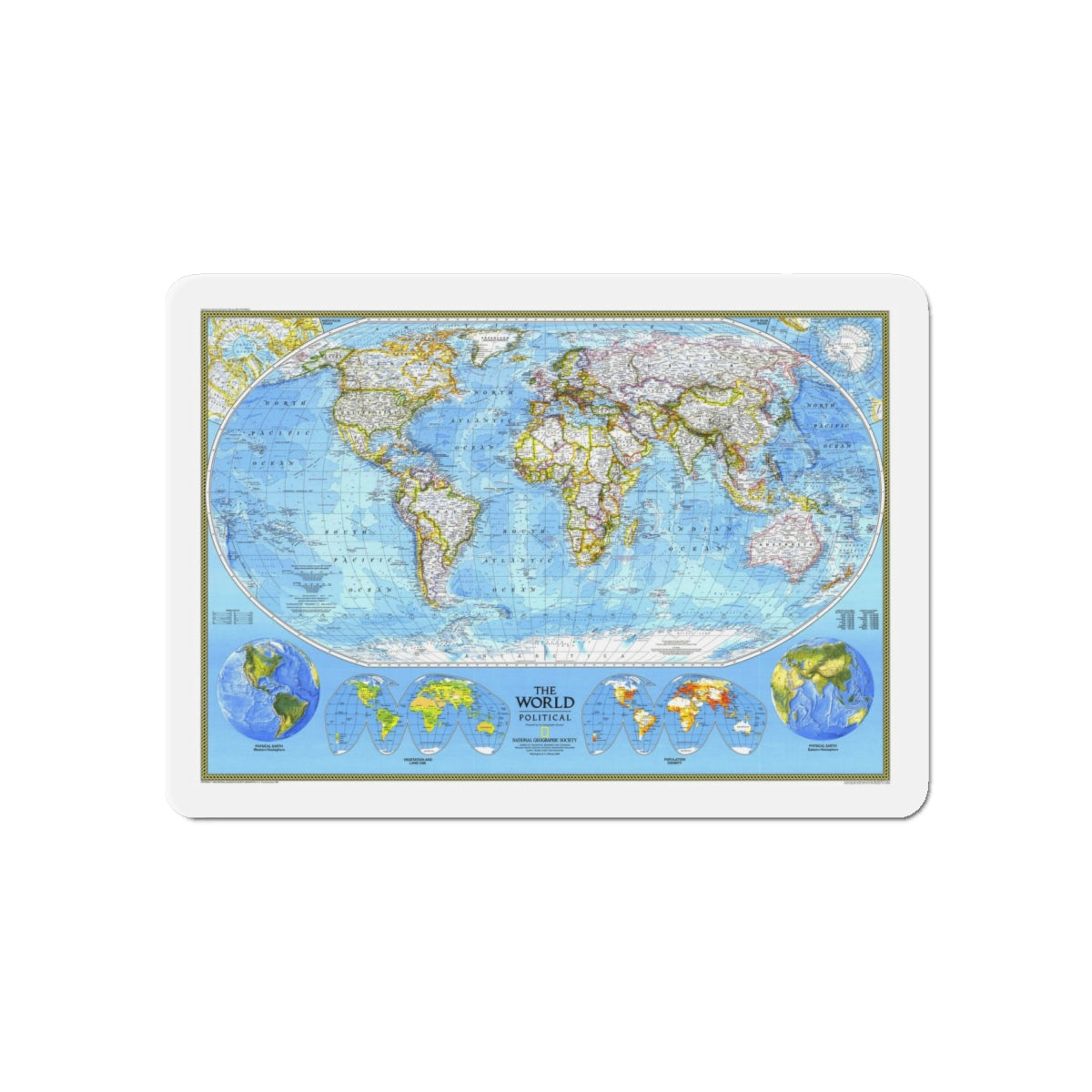 World Map - Political (1994) (Map) Refrigerator Magnet-6 × 6"-The Sticker Space