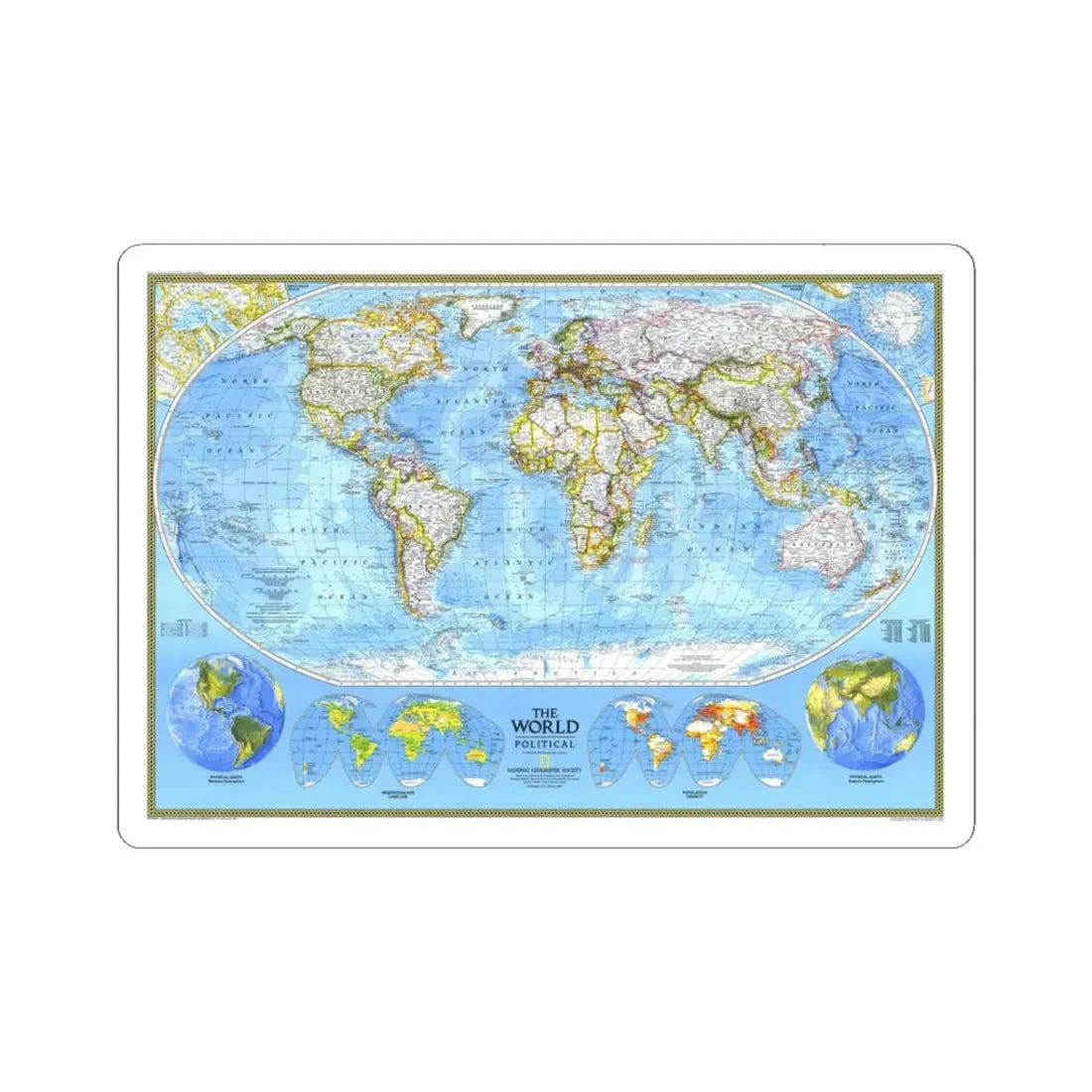 World Map - Political (1994) (Map) STICKER Vinyl Kiss-Cut Decal 3 Inch White - The Sticker Space