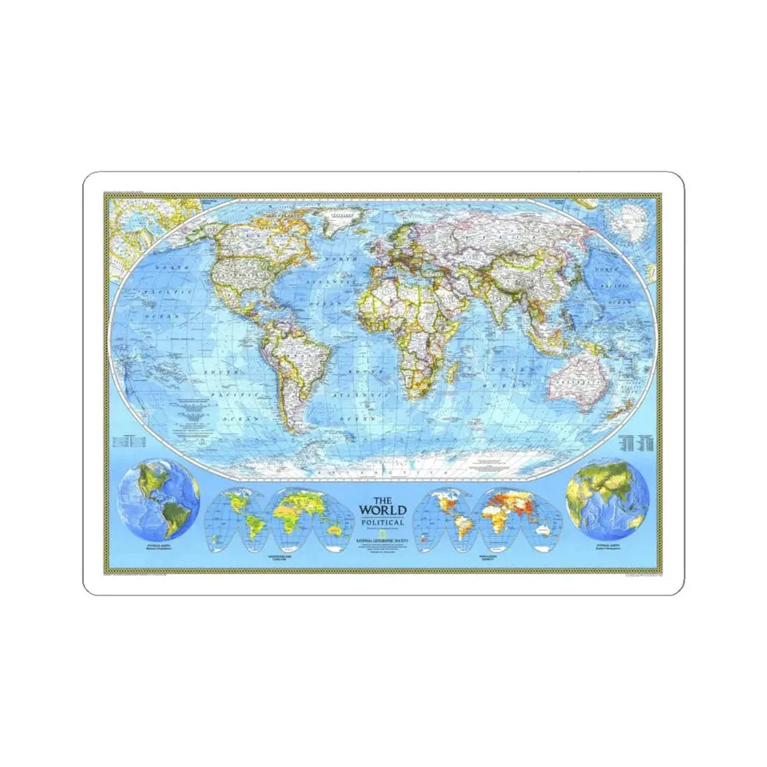 World Map - Political (1994) (Map) STICKER Vinyl Kiss-Cut Decal 6 Inch White - The Sticker Space
