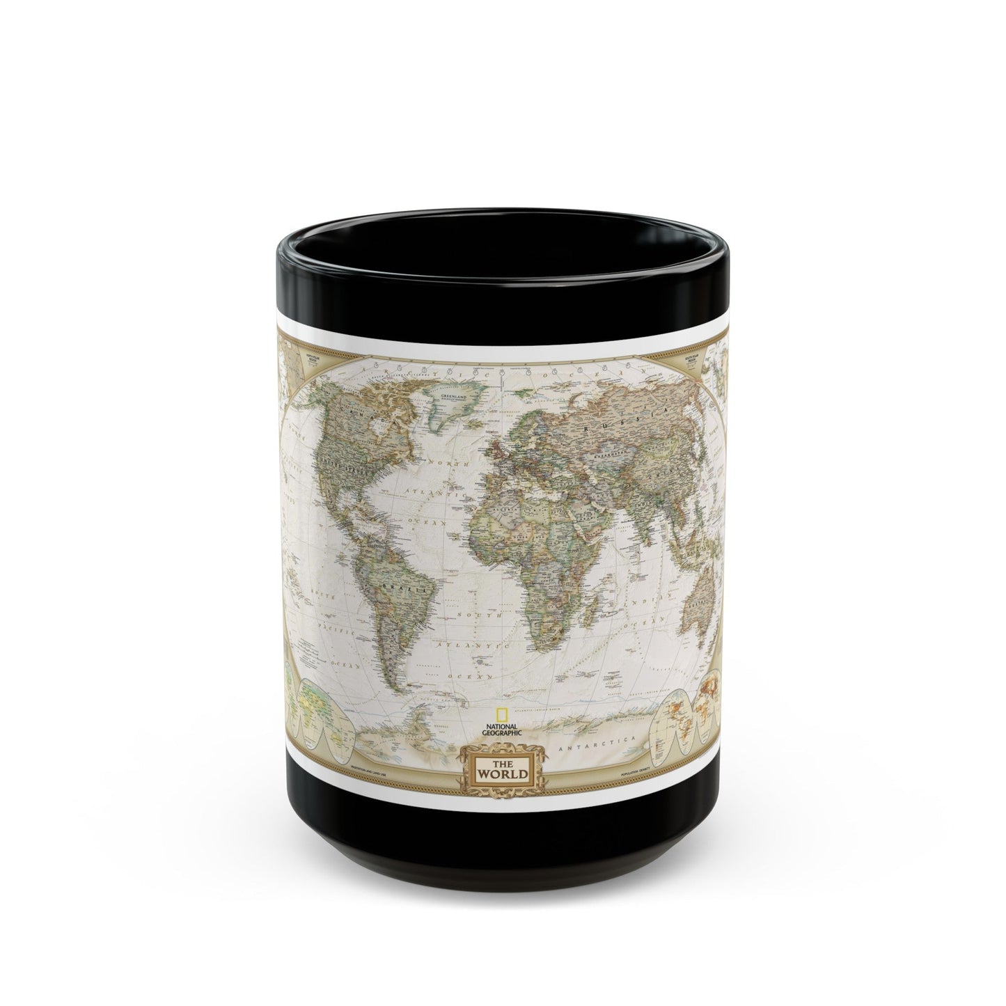 World Map - Political Antique (2007) (Map) Black Coffee Mug-15oz-The Sticker Space