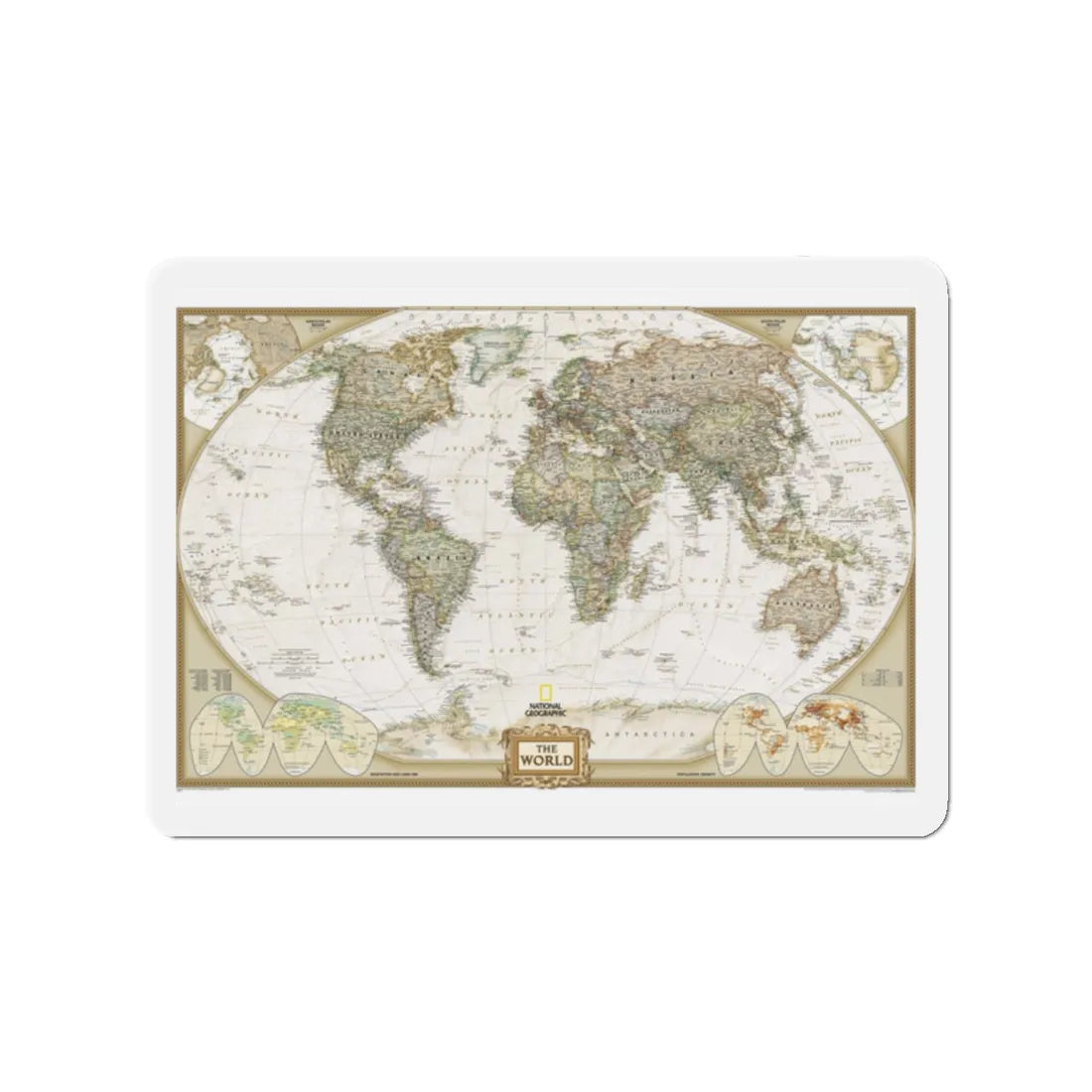 World Map - Political Antique (2007) (Map) Refrigerator Magnet 2 Inch - The Sticker Space