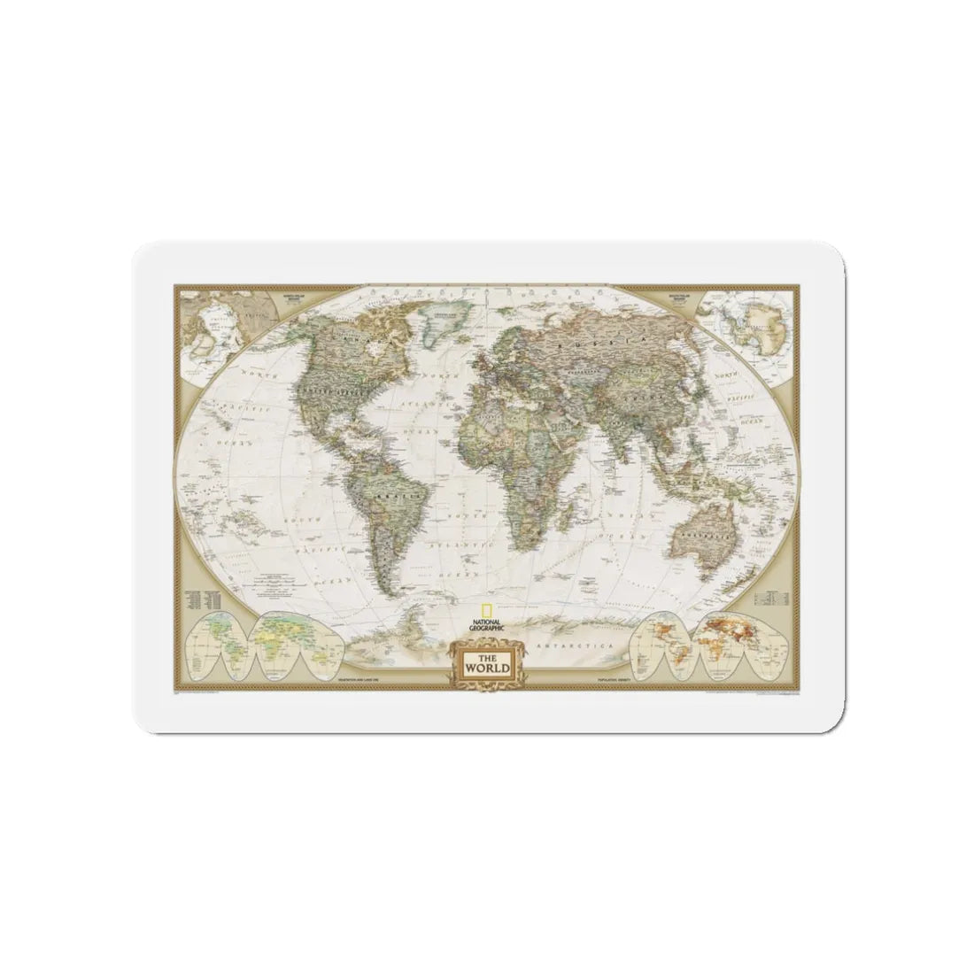 World Map - Political Antique (2007) (Map) Refrigerator Magnet 3 Inch - The Sticker Space