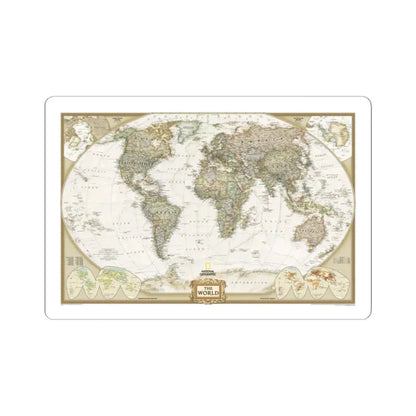 World Map - Political Antique (2007) (Map) STICKER Vinyl Kiss-Cut Decal 2 Inch White - The Sticker Space