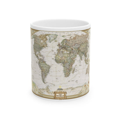 World Map - Political Antique (2007) (Map) White Coffee Mug-11oz-The Sticker Space