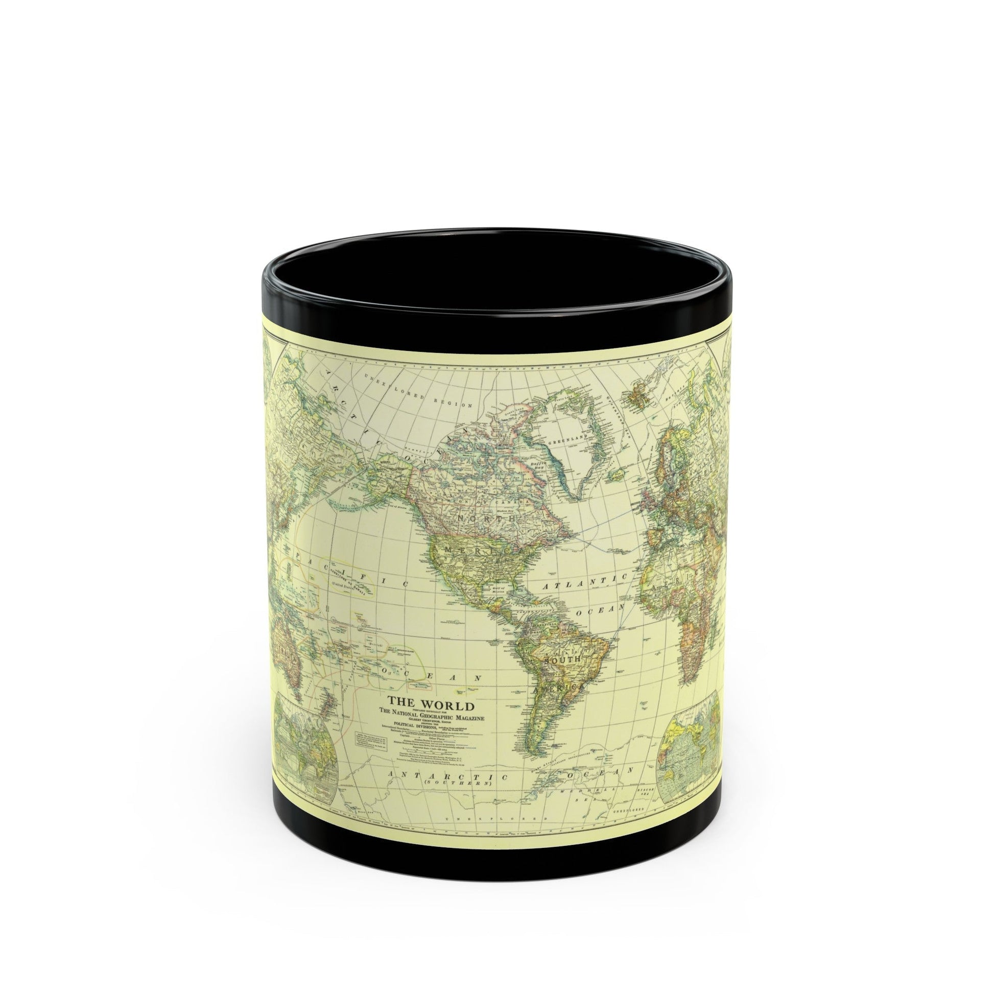 World Map - Political Divisions (1922) (Map) Black Coffee Mug-11oz-The Sticker Space