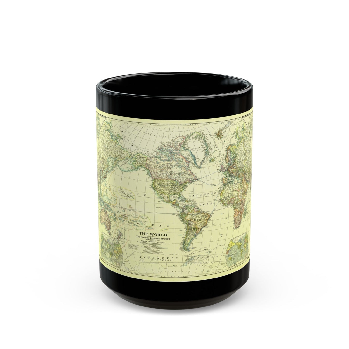 World Map - Political Divisions (1922) (Map) Black Coffee Mug-15oz-The Sticker Space