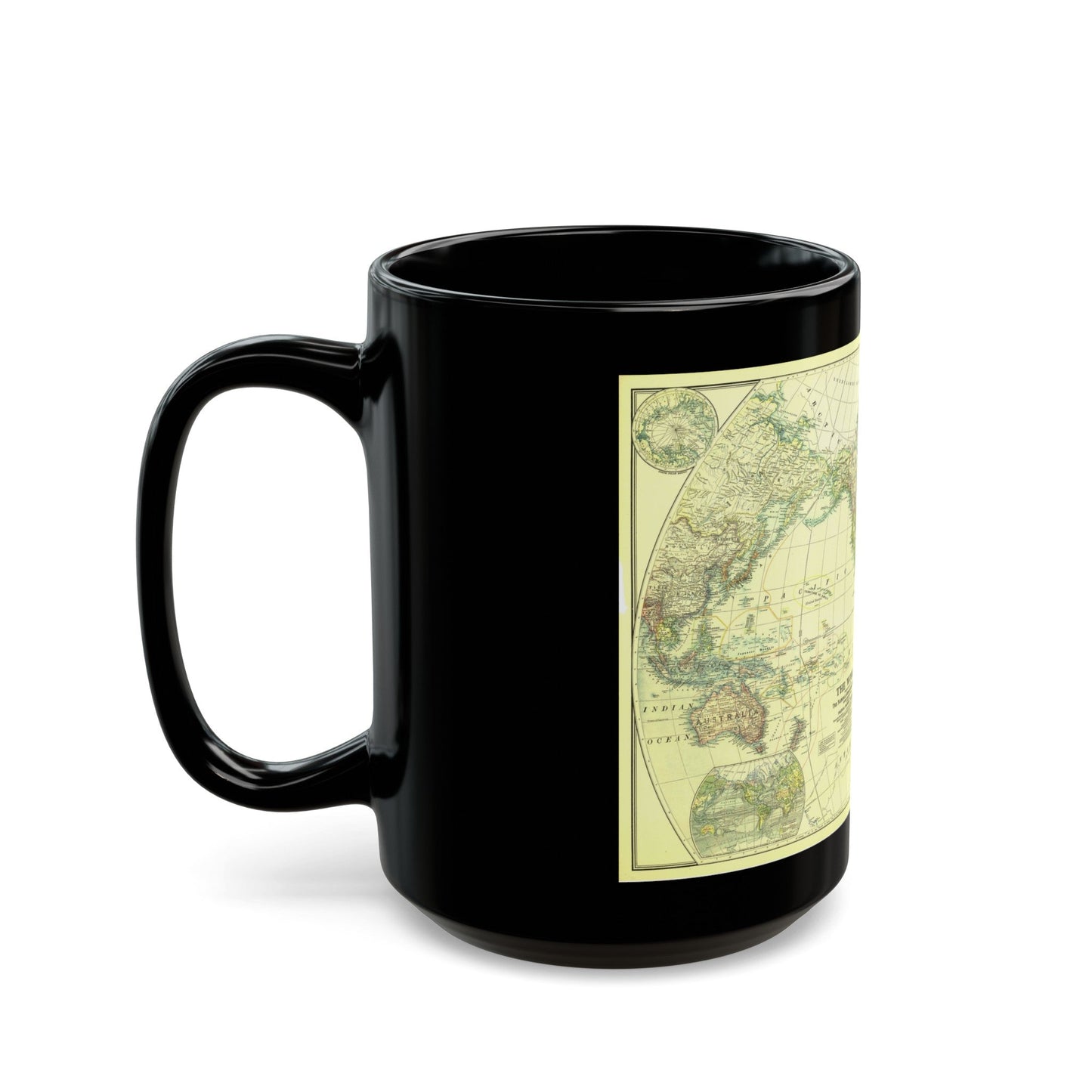 World Map - Political Divisions (1922) (Map) Black Coffee Mug-The Sticker Space