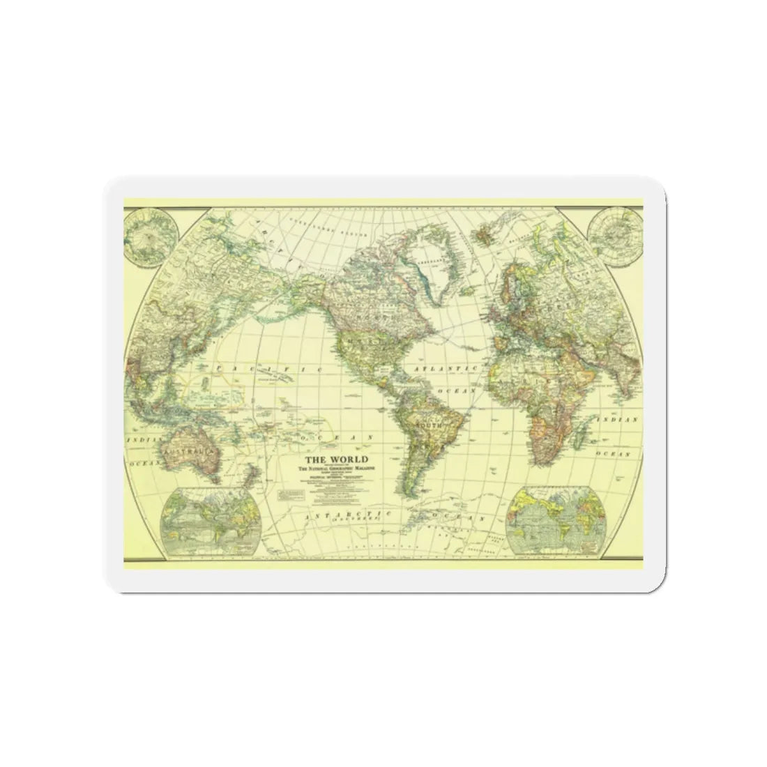 World Map - Political Divisions (1922) (Map) Refrigerator Magnet 2 Inch - The Sticker Space