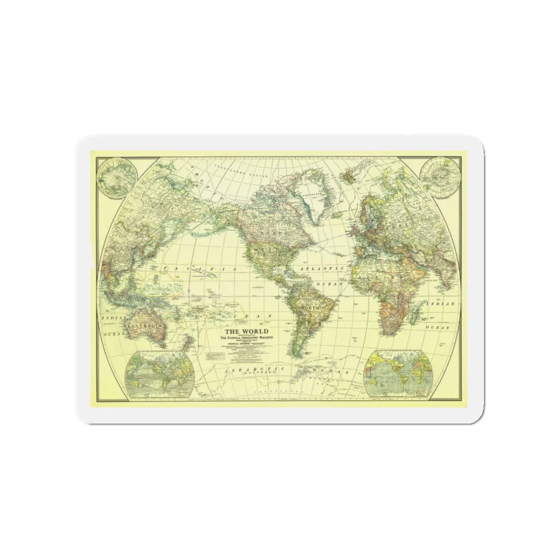 World Map - Political Divisions (1922) (Map) Refrigerator Magnet 3 Inch - The Sticker Space