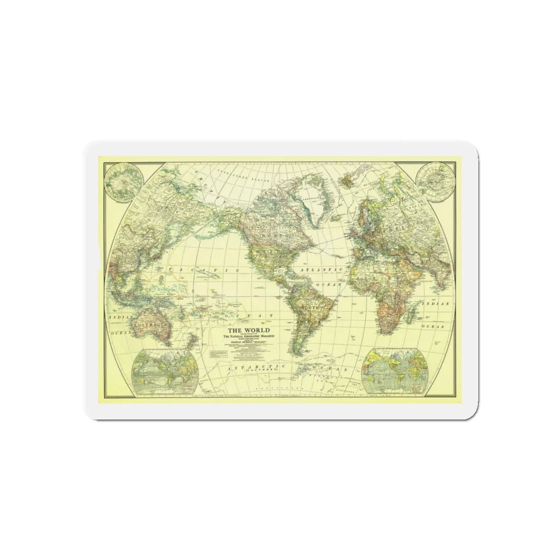 World Map - Political Divisions (1922) (Map) Refrigerator Magnet 5 Inch - The Sticker Space