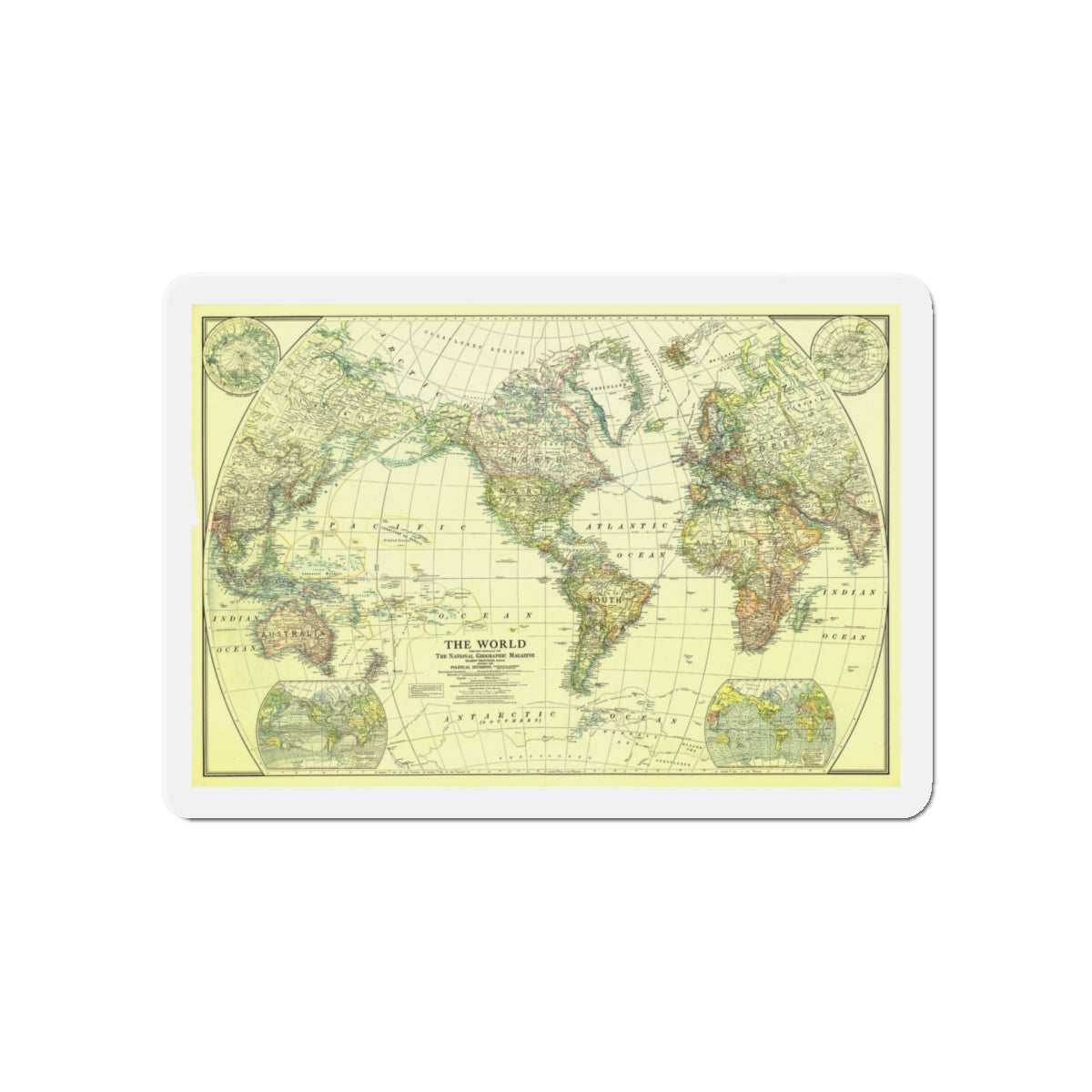 World Map - Political Divisions (1922) (Map) Refrigerator Magnet-5" x 5"-The Sticker Space