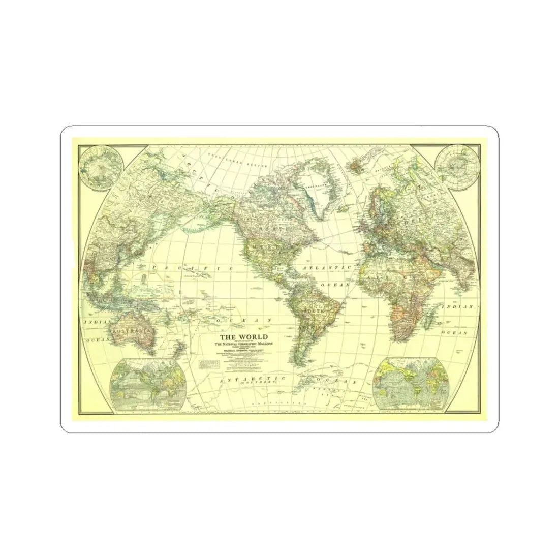 World Map - Political Divisions (1922) (Map) STICKER Vinyl Kiss-Cut Decal 3 Inch White - The Sticker Space