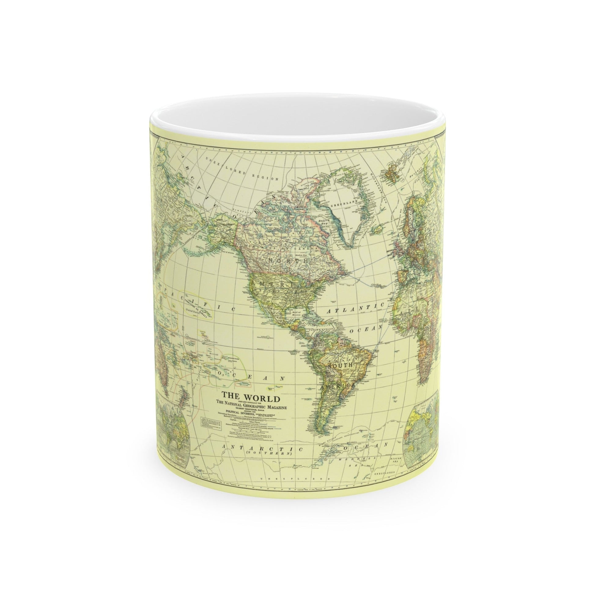 World Map - Political Divisions (1922) (Map) White Coffee Mug-11oz-The Sticker Space