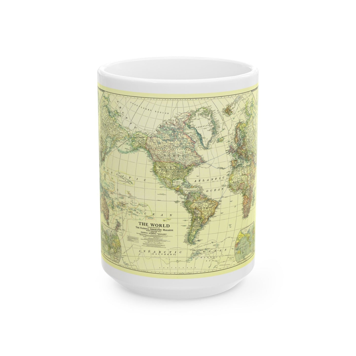 World Map - Political Divisions (1922) (Map) White Coffee Mug-15oz-The Sticker Space