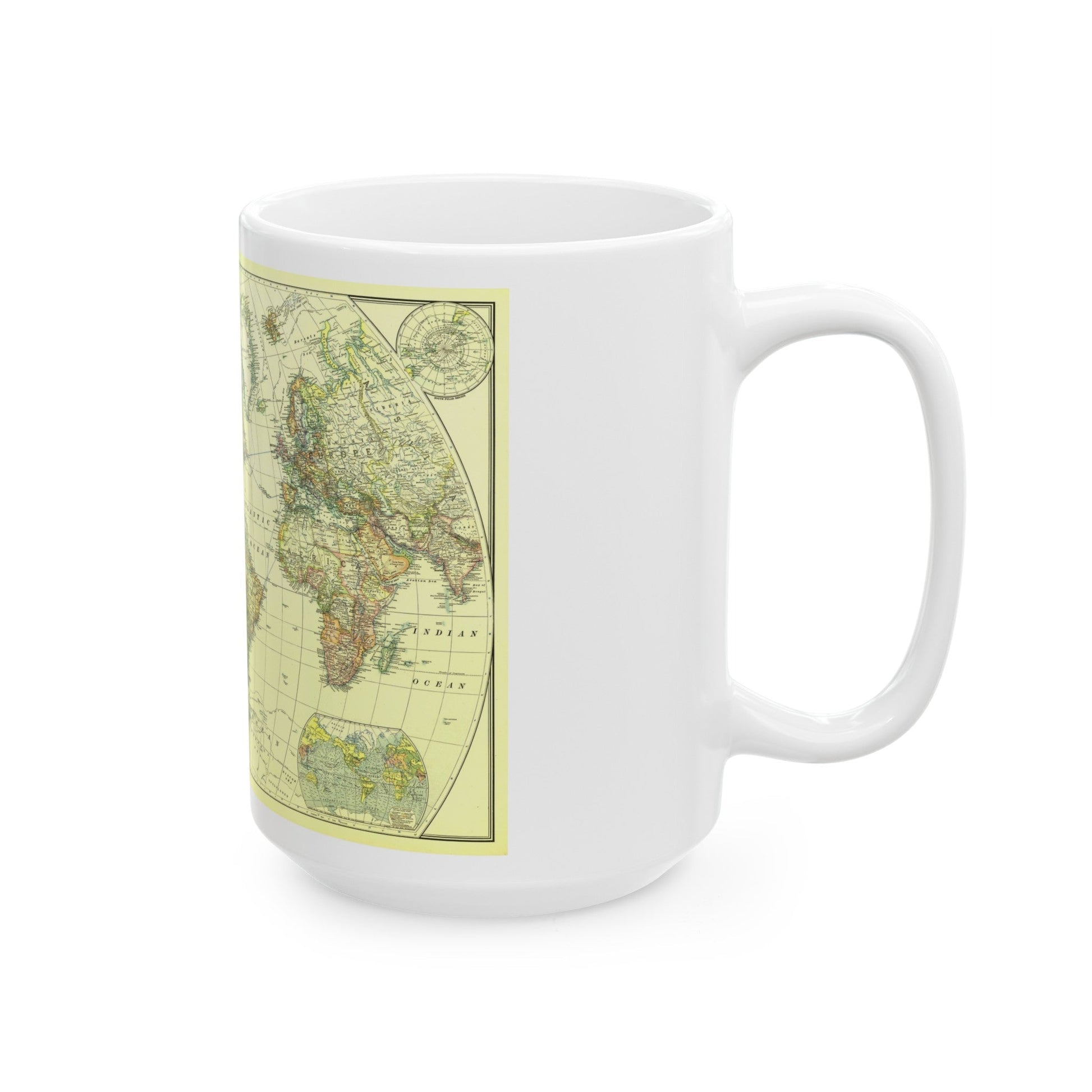 World Map - Political Divisions (1922) (Map) White Coffee Mug-The Sticker Space