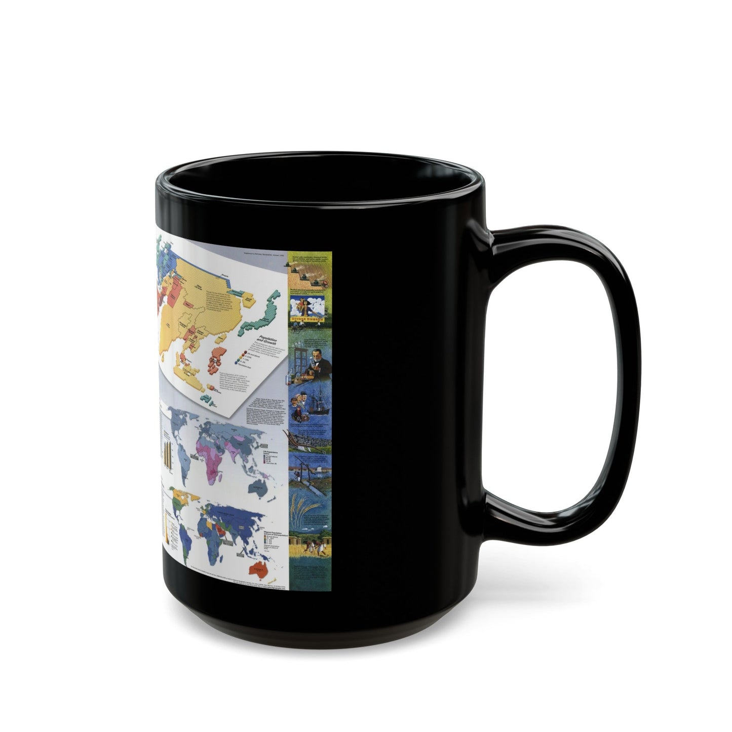 World Map - Population (1998) (Map) Black Coffee Mug-The Sticker Space