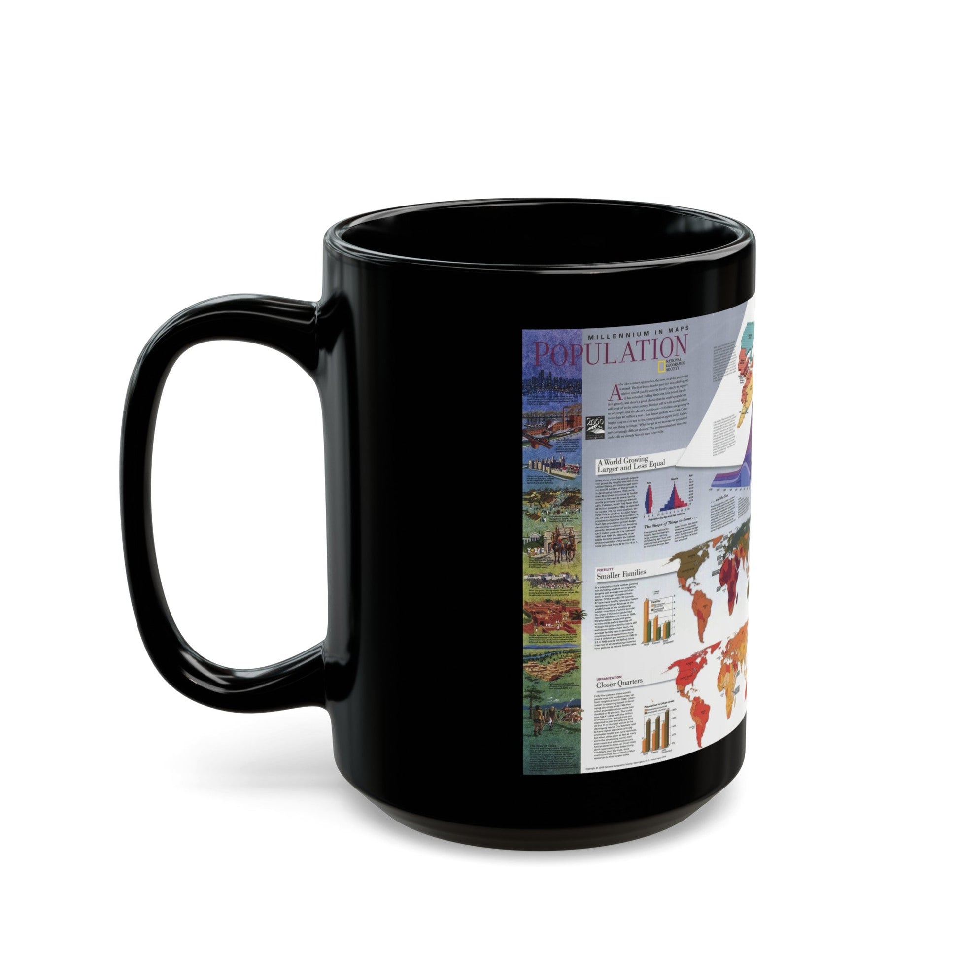 World Map - Population (1998) (Map) Black Coffee Mug-The Sticker Space