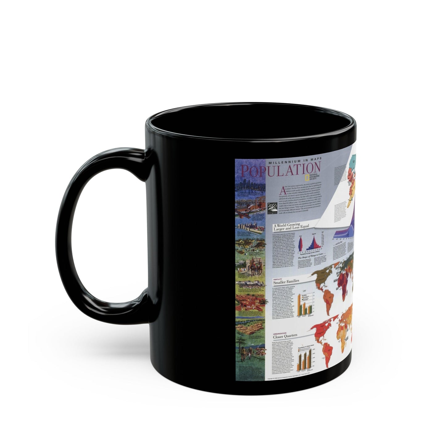 World Map - Population (1998) (Map) Black Coffee Mug-The Sticker Space