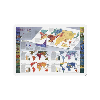 World Map - Population (1998) (Map) Refrigerator Magnet 2 Inch - The Sticker Space