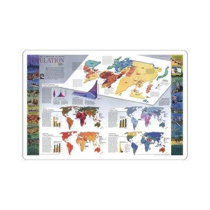 World Map - Population (1998) (Map) STICKER Vinyl Kiss-Cut Decal 4 Inch White - The Sticker Space