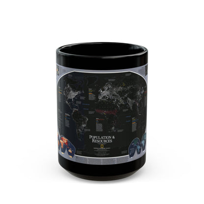 World Map - Population and Resources (1998) (Map) Black Coffee Mug-15oz-The Sticker Space