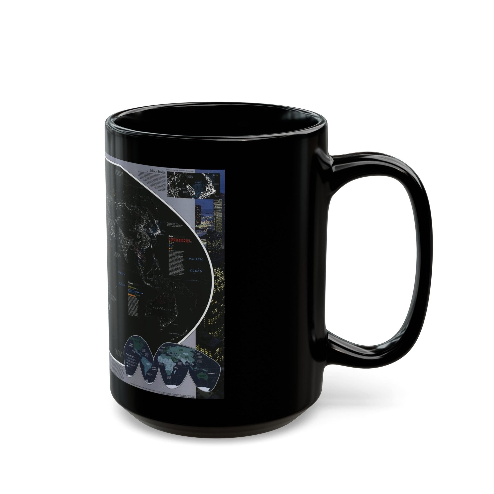 World Map - Population and Resources (1998) (Map) Black Coffee Mug-The Sticker Space