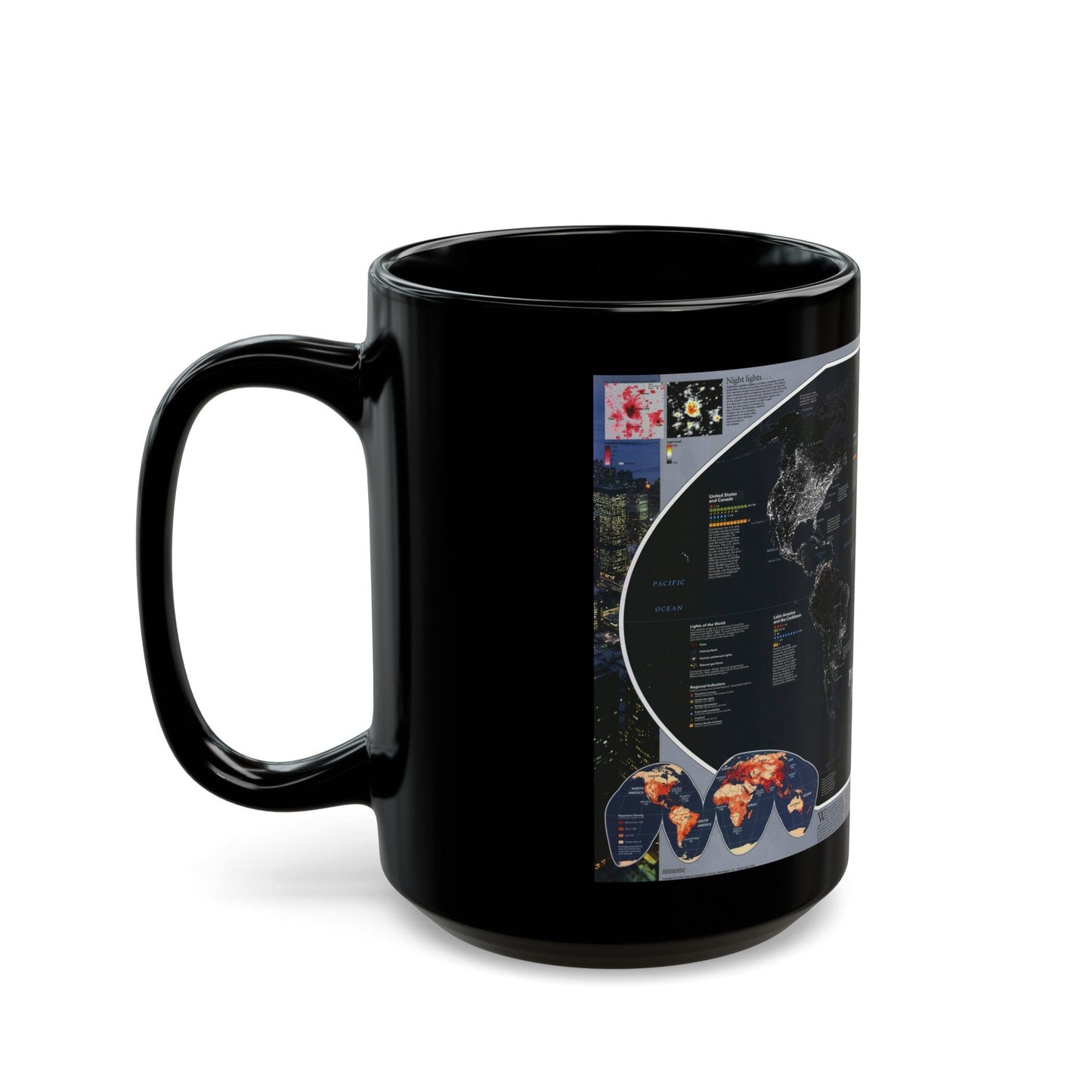 World Map - Population and Resources (1998) (Map) Black Coffee Mug-The Sticker Space