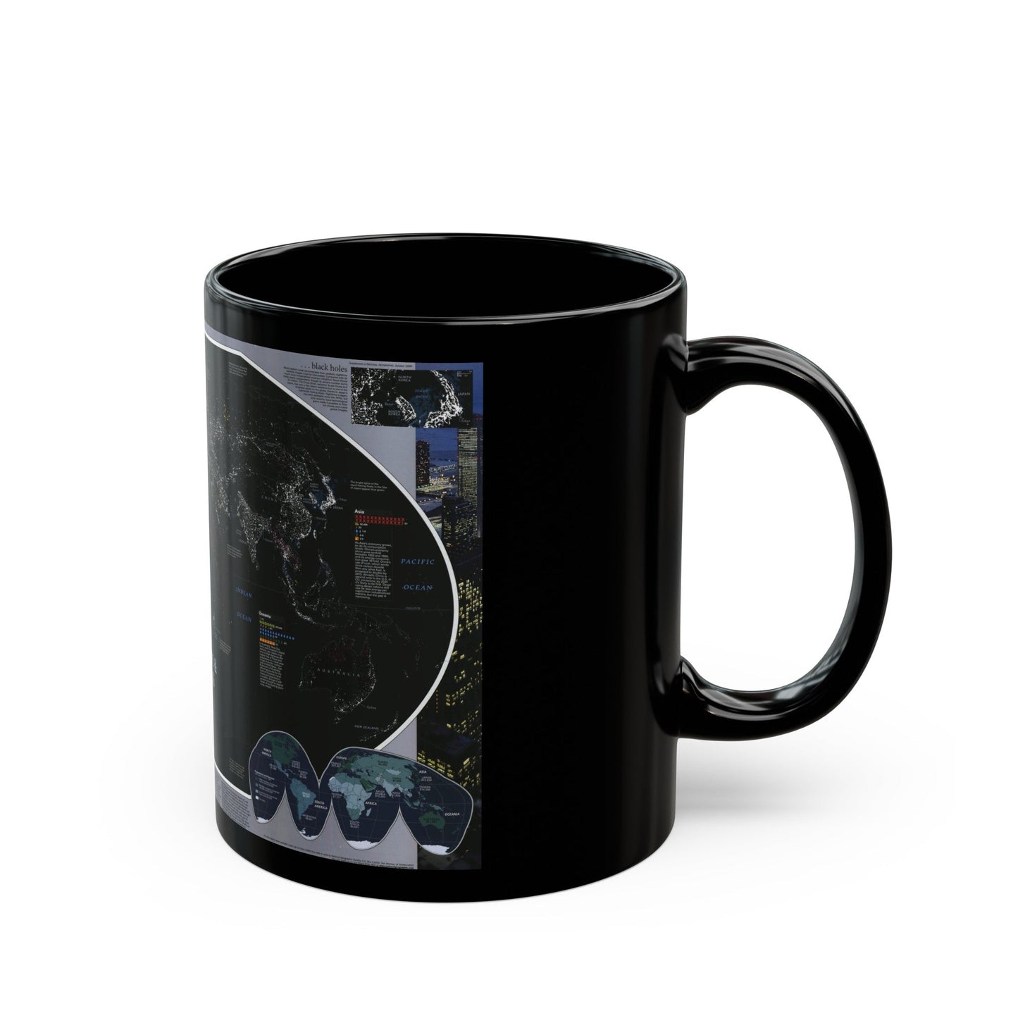 World Map - Population and Resources (1998) (Map) Black Coffee Mug-The Sticker Space