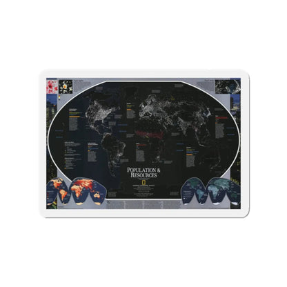 World Map - Population and Resources (1998) (Map) Refrigerator Magnet 2 Inch - The Sticker Space