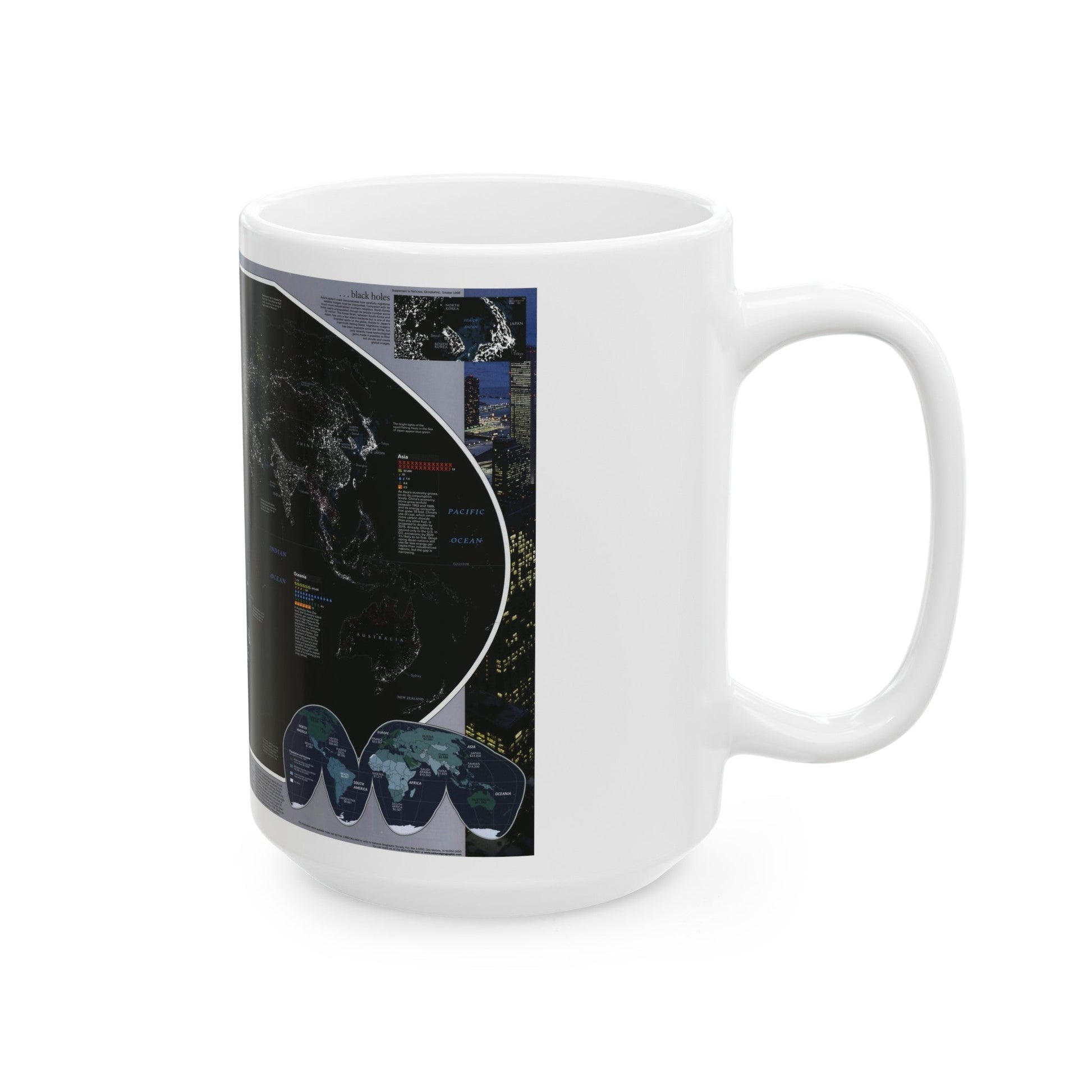 World Map - Population and Resources (1998) (Map) White Coffee Mug-The Sticker Space