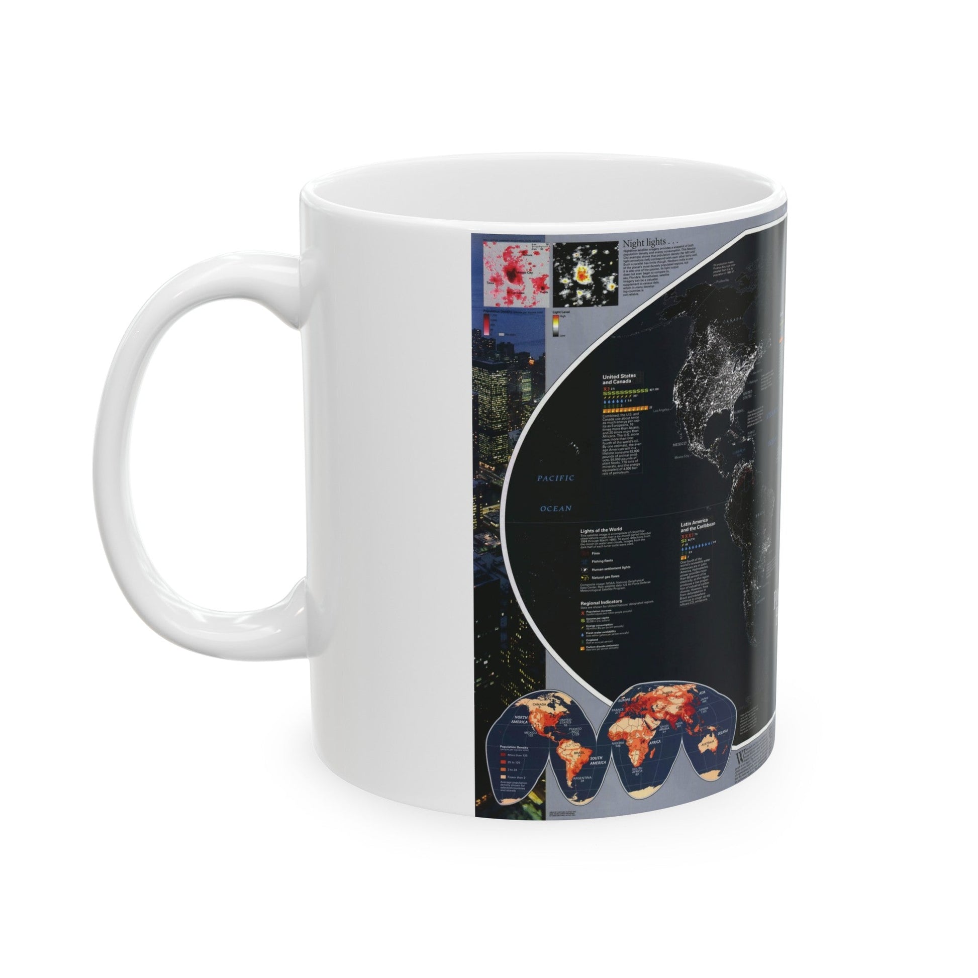 World Map - Population and Resources (1998) (Map) White Coffee Mug-The Sticker Space