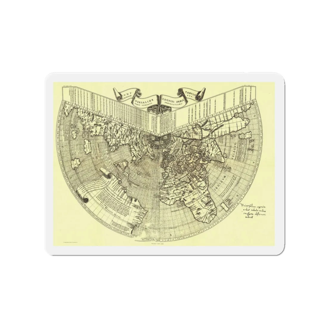 World Map - Ruysch (1508) (Map) Refrigerator Magnet 3 Inch - The Sticker Space