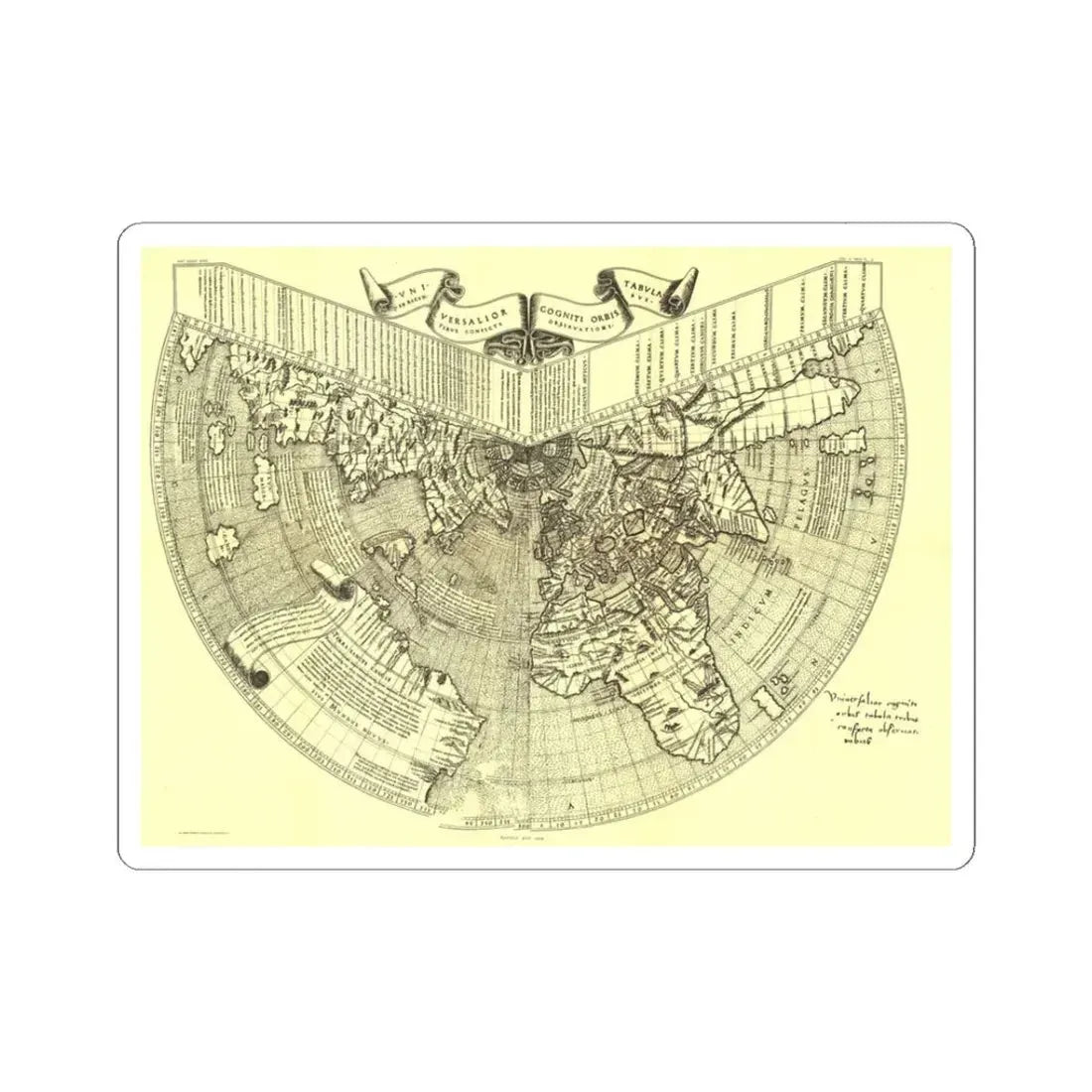 World Map - Ruysch (1508) (Map) STICKER Vinyl Kiss-Cut Decal 3 Inch White - The Sticker Space